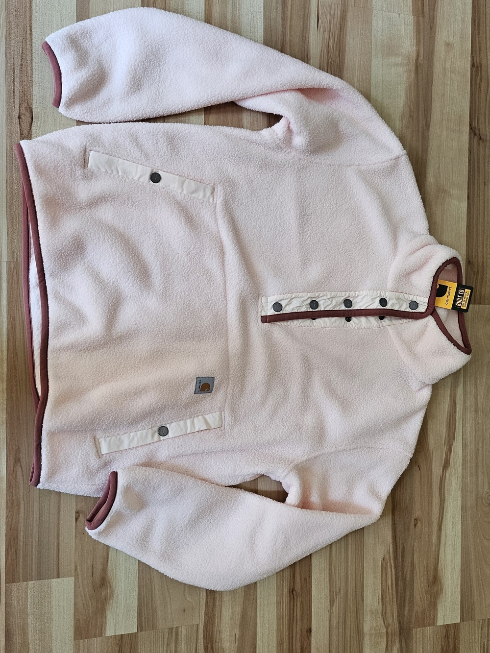 Carhartt Women's Pink Sherpa Snap Pullover Sweater
